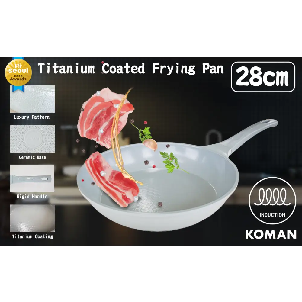 KOMAN Shinewon Vinch IH Frypan Frying Pan 28cm Non-stick Induction Ceramic GREY - Home & Garden > Kitchenware