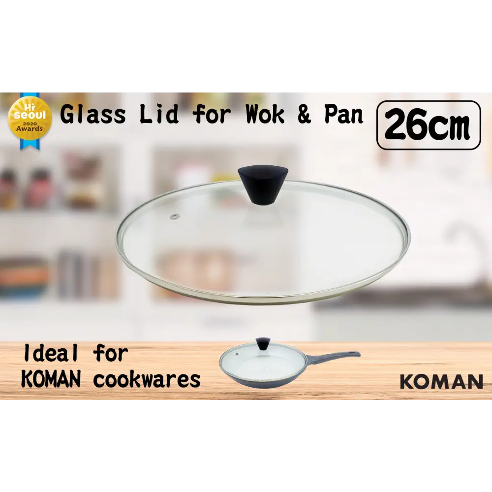 KOMAN Stainless Steel Glass Lid with Bakelite Handle - 28cm - Home & Garden > Kitchenware