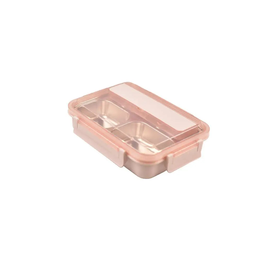 Kylin 304 Stainless Steel 4 Divided Simple Lunch Box with a cultery set - Pink - Home & Garden > Kitchenware