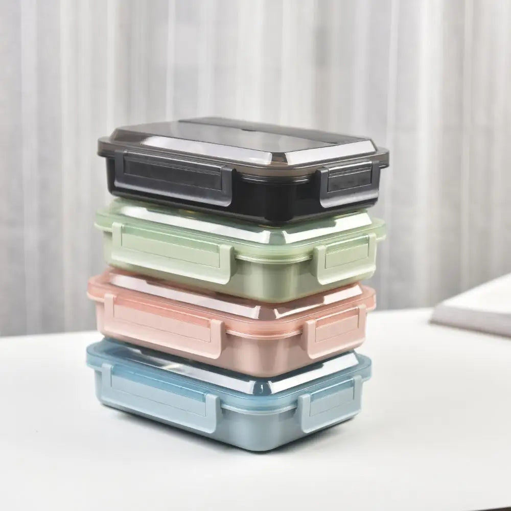 Kylin 304 Stainless Steel 4 Divided Simple Lunch Box with a cultery set - Pink - Home & Garden > Kitchenware