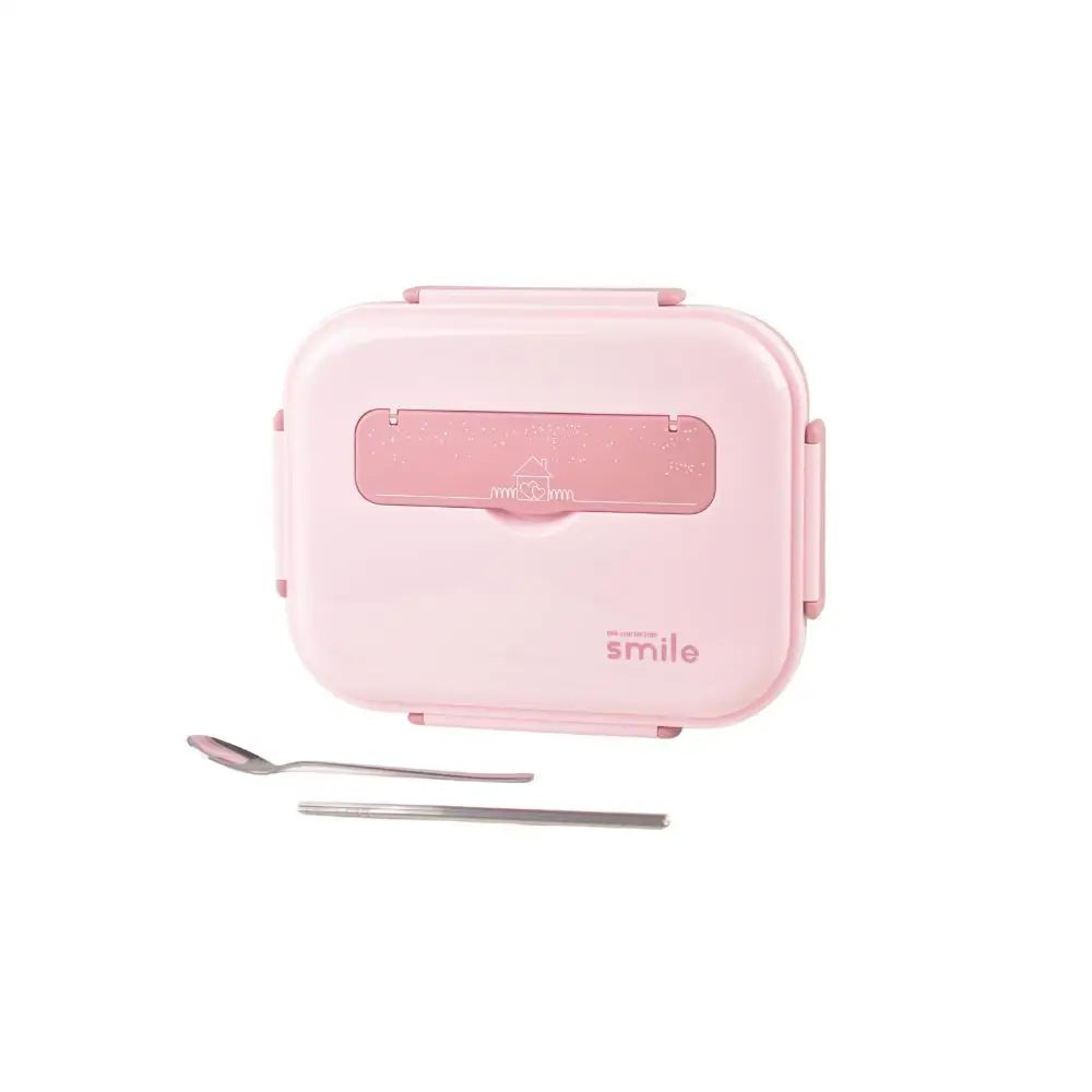 Kylin 304 Stainless Steel 5 Divided Smile Large Lunch Box With Soup Pot - Pink - Home & Garden > Kitchenware