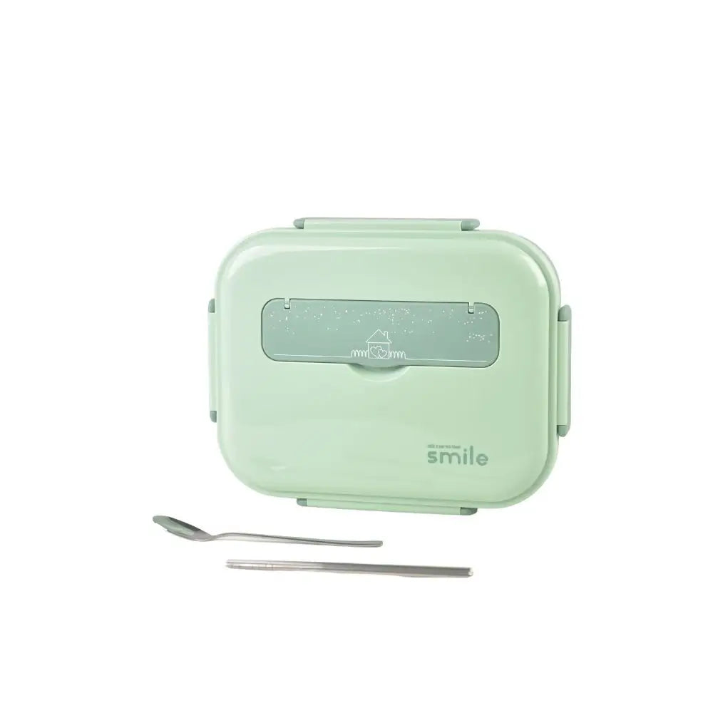 Kylin 304 Stainless Steel 5 Divided Smile Large Lunch Box With Soup Pot - Green - Home & Garden > Kitchenware