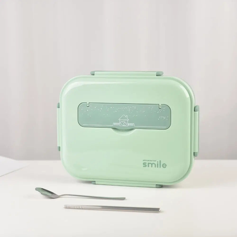 Kylin 304 Stainless Steel 5 Divided Smile Large Lunch Box With Soup Pot - Green - Home & Garden > Kitchenware