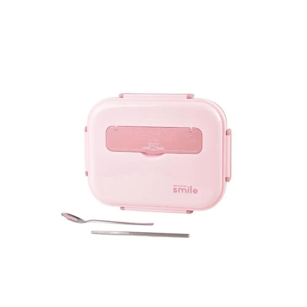 Kylin 304 Stainless Steel 5 Divided Smile Small Lunch Box With Soup Pot - Pink - Home & Garden > Kitchenware