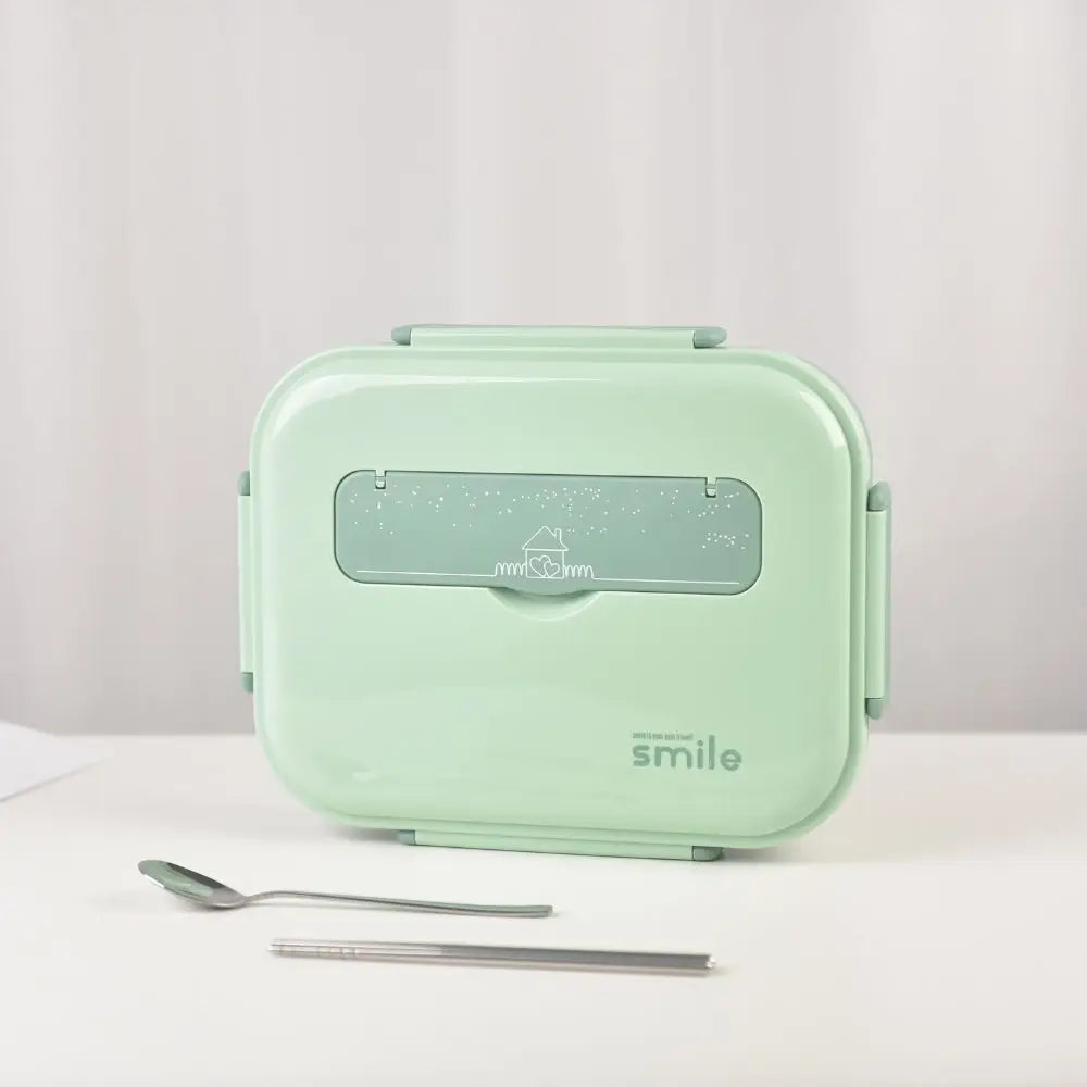 Kylin 304 Stainless Steel 5 Divided Smile Small Lunch Box With Soup Pot - Green - Home & Garden > Kitchenware