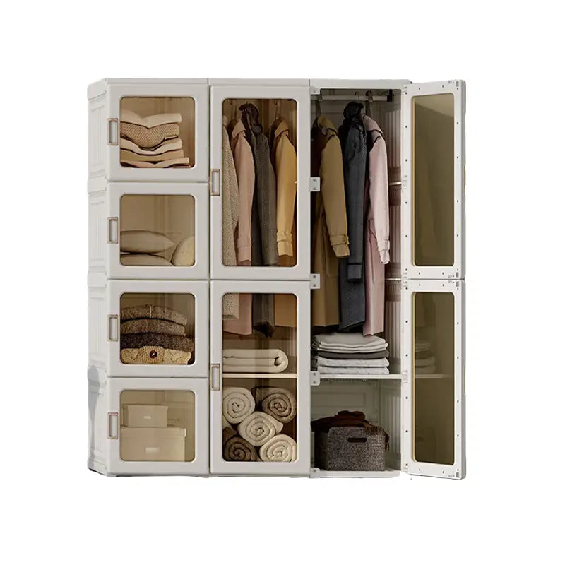 Kylin Cubes Storage Folding Cabinet Wardrobe With 12 Grids & 8 Doors & 2 Hangers - Home & Garden > Storage > Clothing &