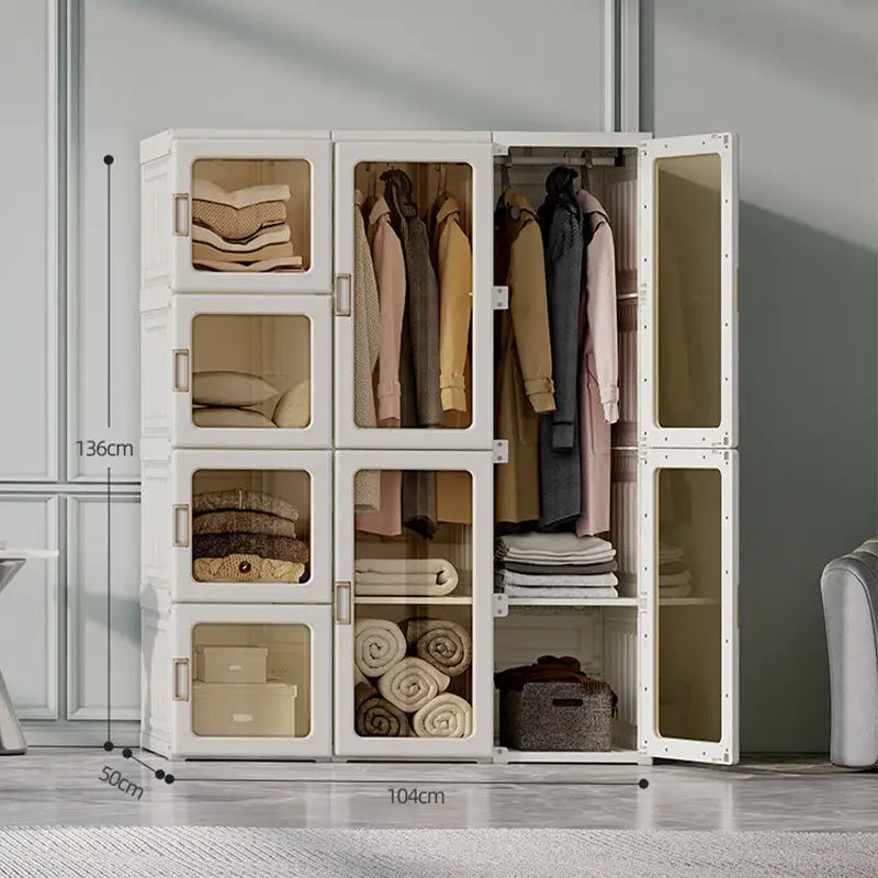 Kylin Cubes Storage Folding Cabinet Wardrobe With 12 Grids & 8 Doors & 2 Hangers - Home & Garden > Storage > Clothing &