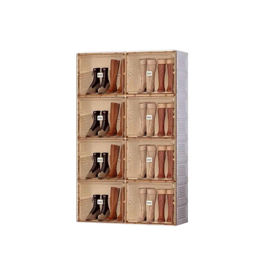 Kylin Cubes Storage Folding Shoe Cabinet With 2 Column & 8 Grids & 8 Brown Door - Home & Garden > Storage