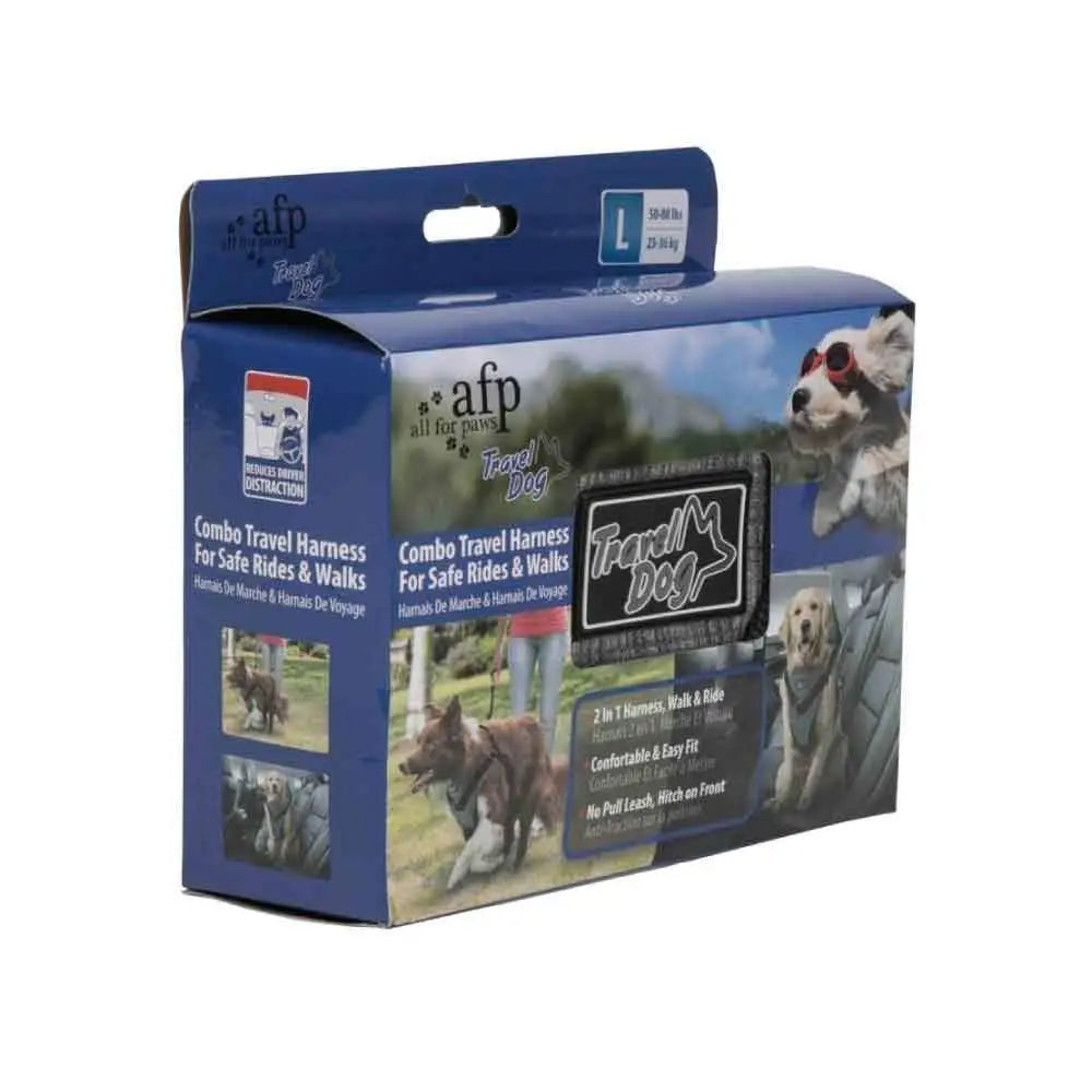 L Dog Harness 2 in 1 Combo - Car Travel Rides + Walks - No Pull Leash Seat Belt - Pet Care > Dog Supplies > Dog Collars