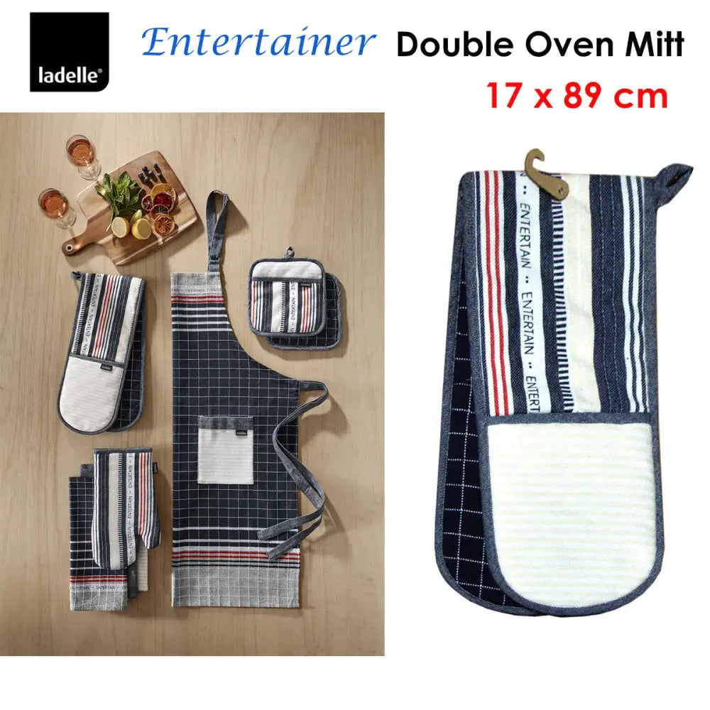 Ladelle Entertainer Charcoal Double Oven Mitt 17 x 89 cm - Home & Garden > Kitchenware > Oven Mitts & Pot Holders