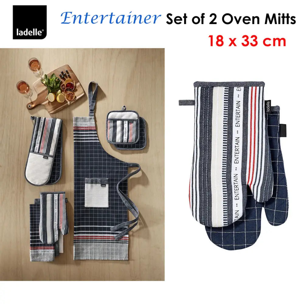 Ladelle Entertainer Charcoal Set of 2 Oven Mitts 18 x 33 cm - Home & Garden > Kitchenware