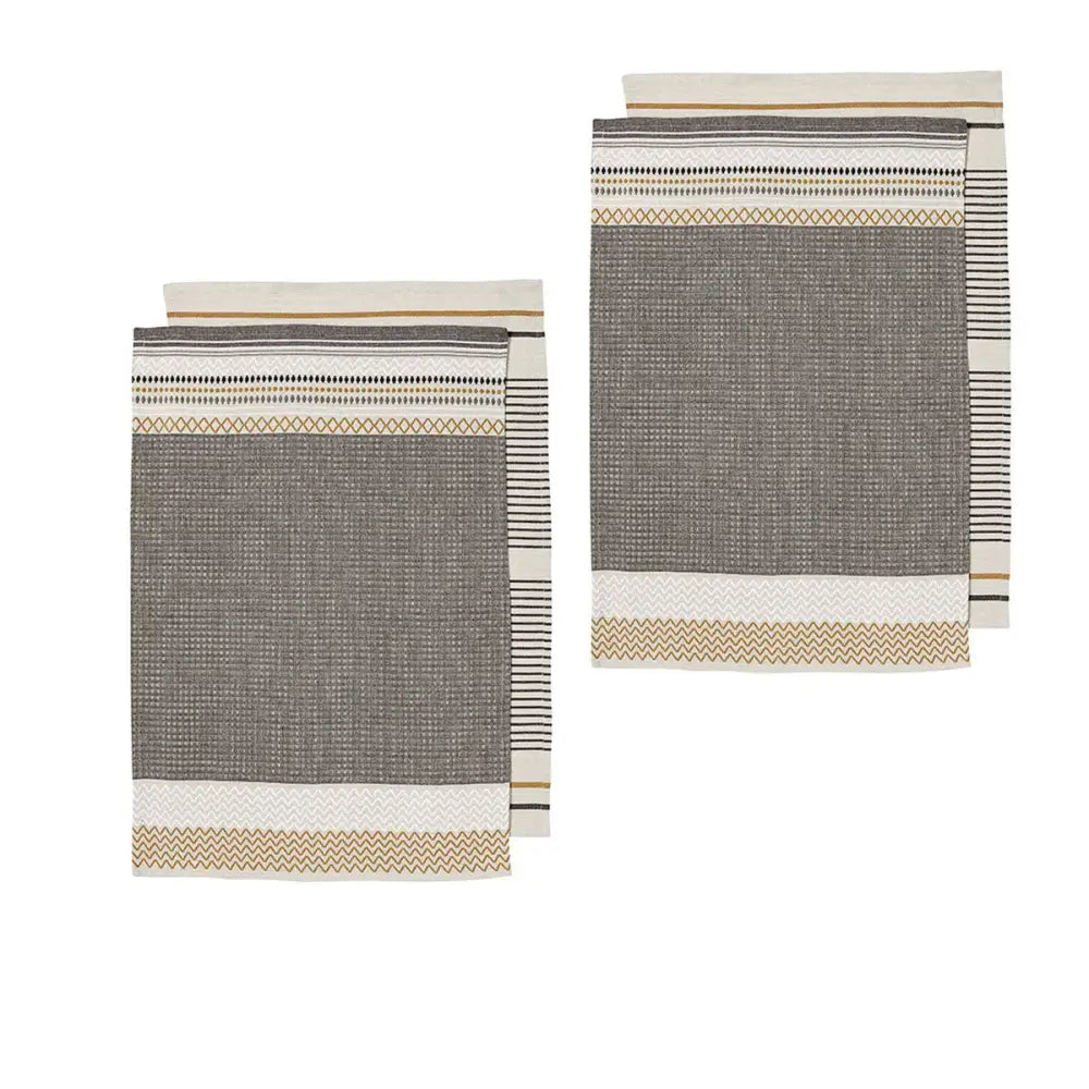 Ladelle Intrinsic Set of 4 Cotton Kitchen Towels Bold Charcoal - Home & Garden > Kitchenware