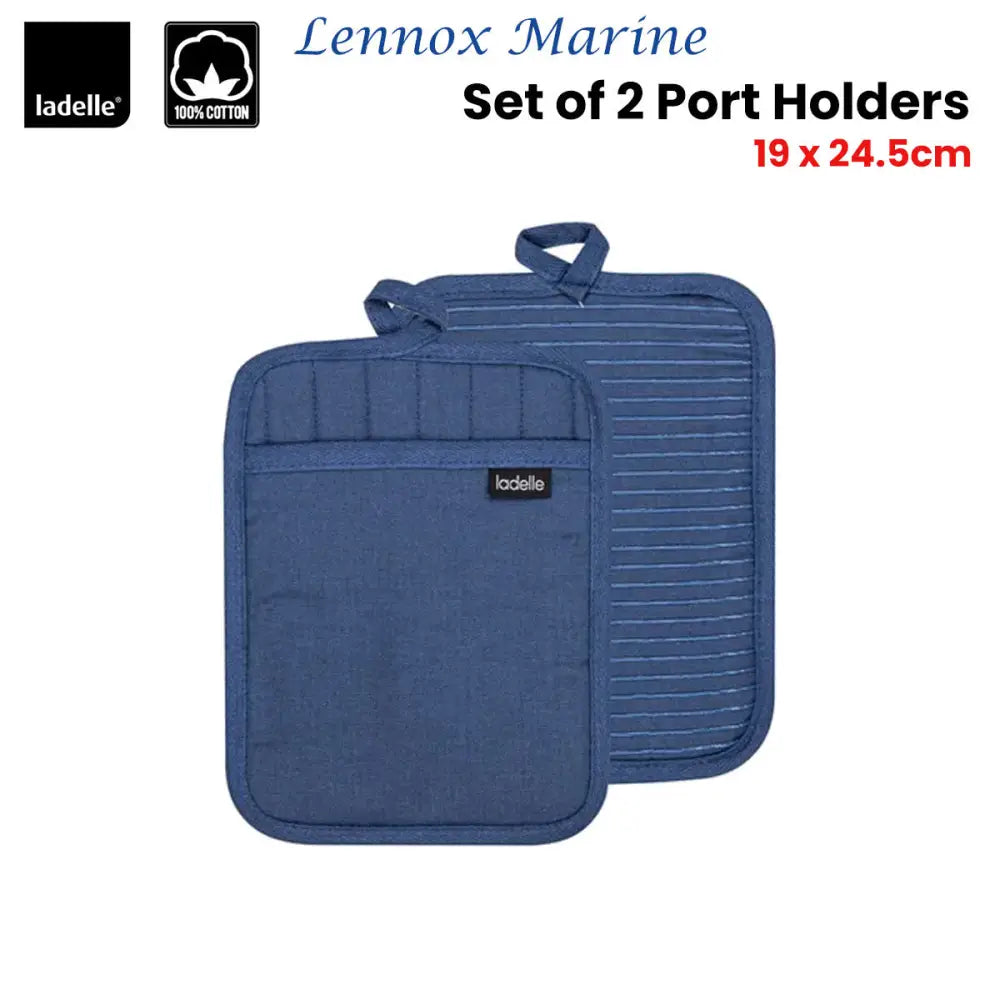 Ladelle Lennox Marine Set of 2 Pot Holders 19 x 24.5 cm - Home & Garden > Kitchenware