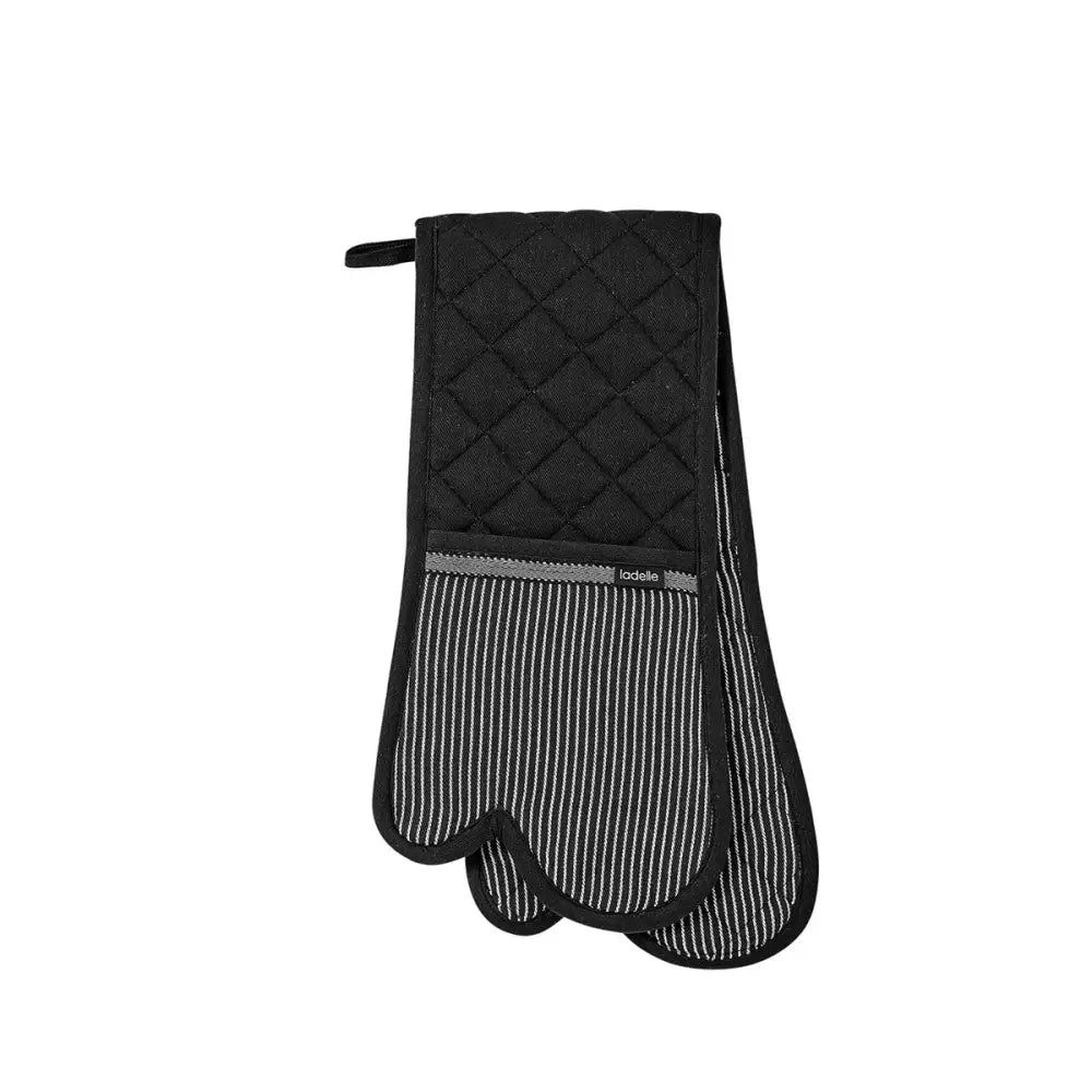 Ladelle Professional Series Stripe Black Double Oven Mitt 20 x 94 cm - Home & Garden > Kitchenware
