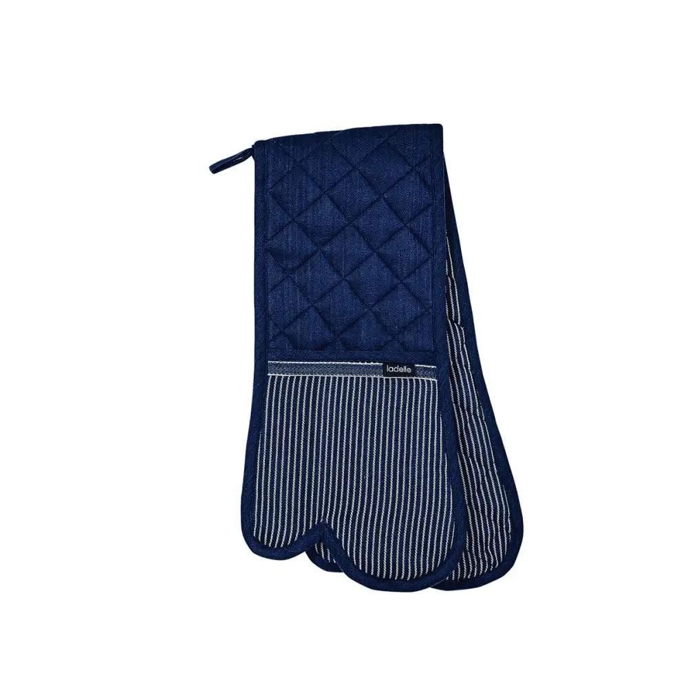 Ladelle Professional Series Stripe Navy Double Oven Mitt 20 x 94 cm - Home & Garden > Kitchenware