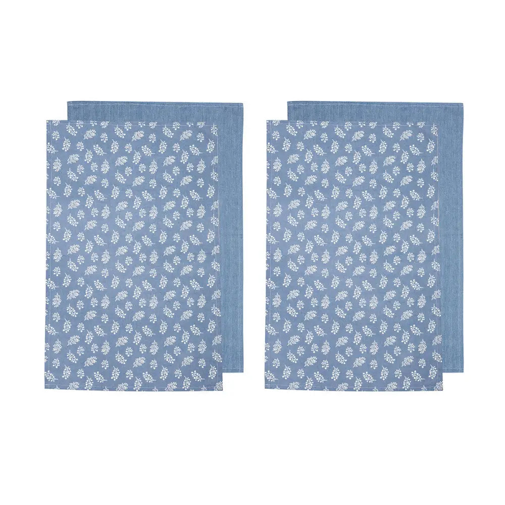 Ladelle Set of 4 Homespun Cotton Kitchen Tea Towels 50 x 70 cm Denim - Home & Garden > Kitchenware