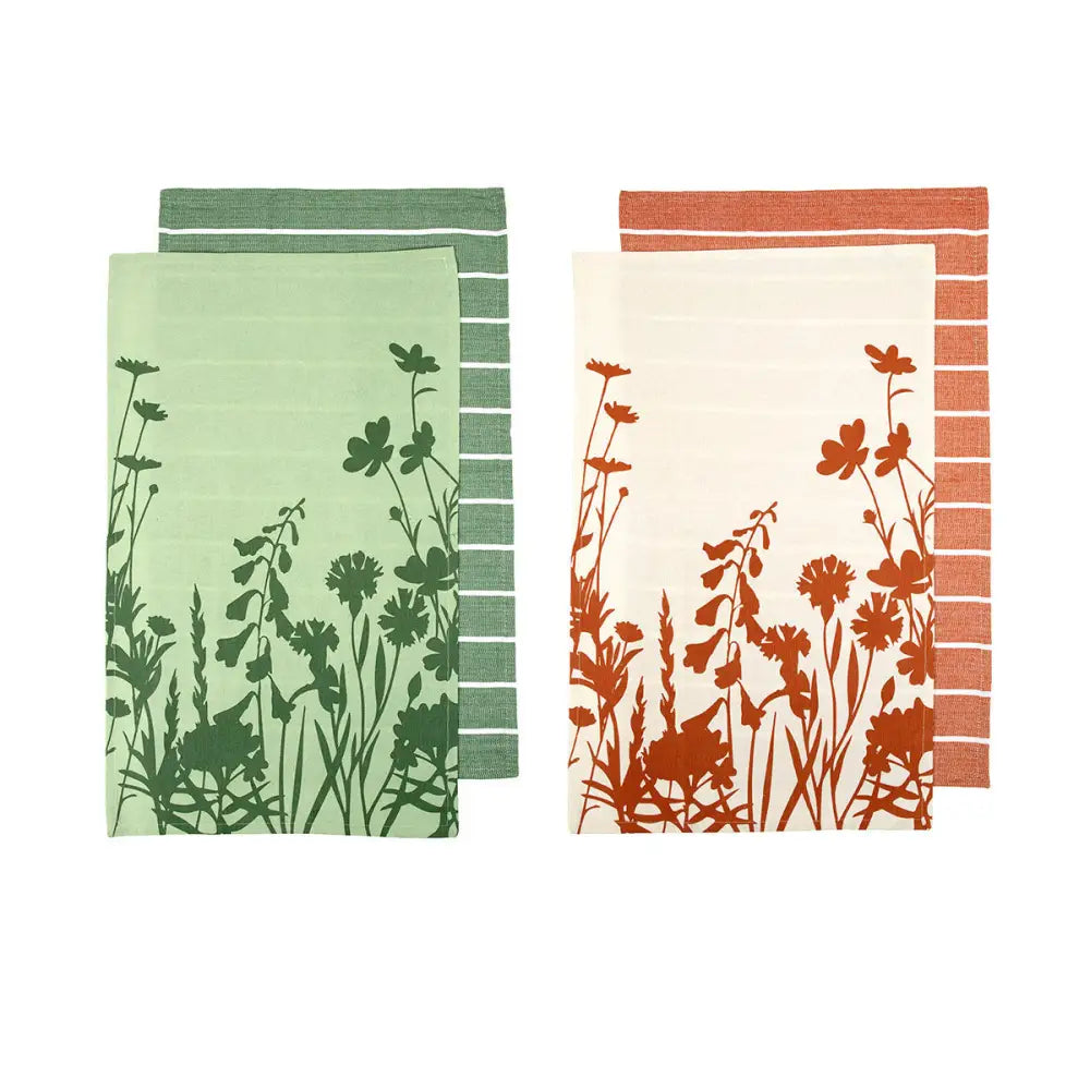Ladelle Set of 4 Sanctuary Floral Cotton Kitchen Tea Towels 50 x 70 cm Mix - Home & Garden > Kitchenware
