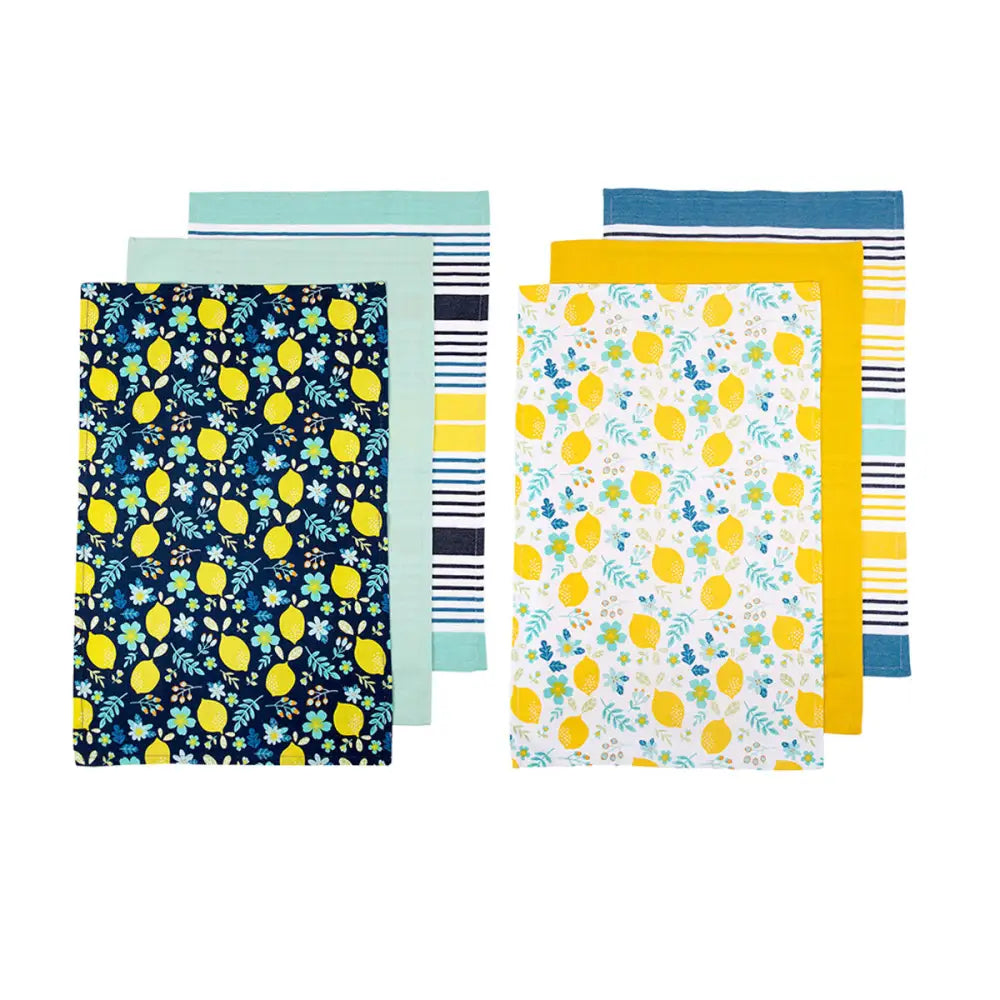 Ladelle Set of 6 Positano Cotton Kitchen Tea Towels 50 x 70 cm Mix - Home & Garden > Kitchenware