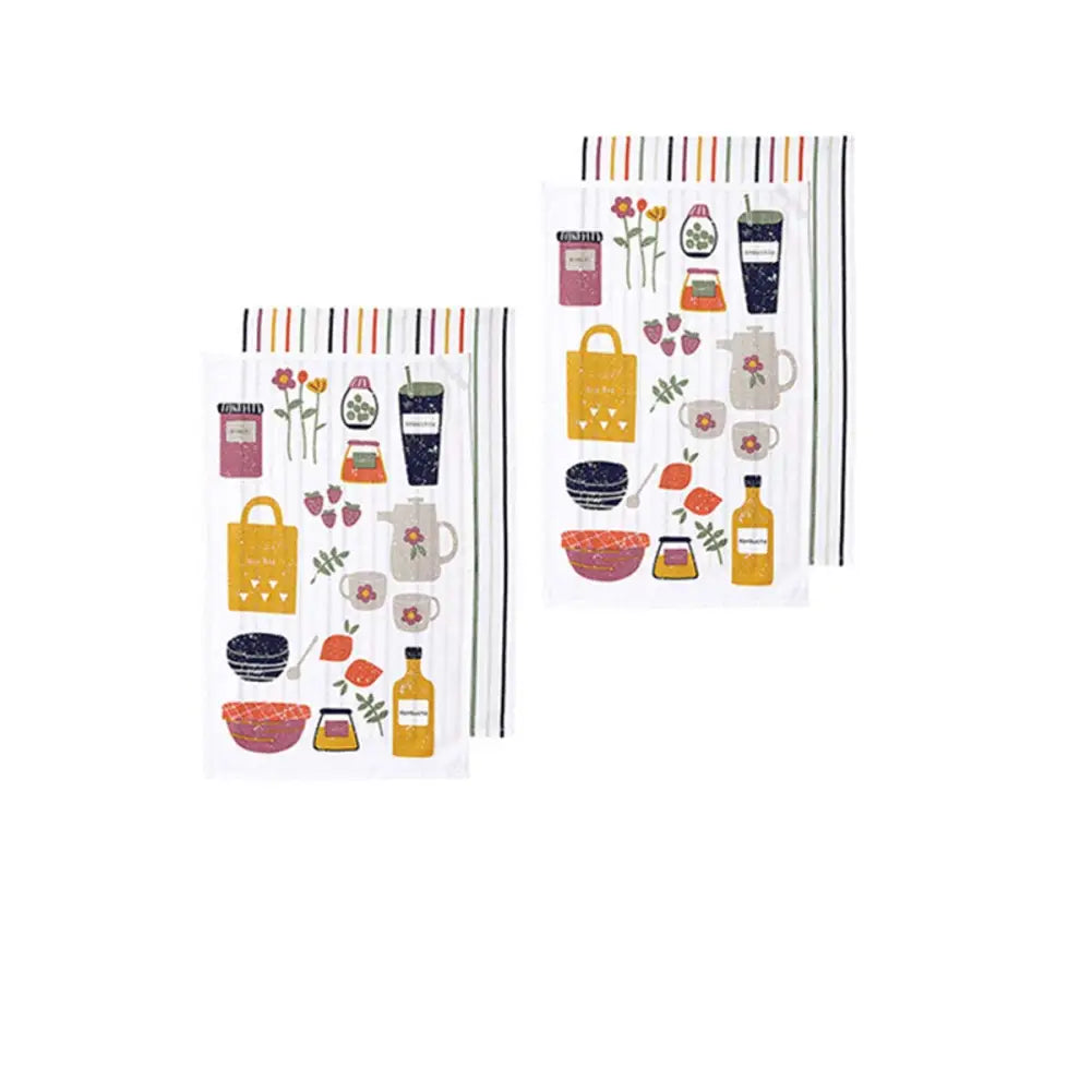 Ladelle Sunday Market Set of 4 Cotton Kitchen Towels Yellow Multi - Home & Garden > Kitchenware