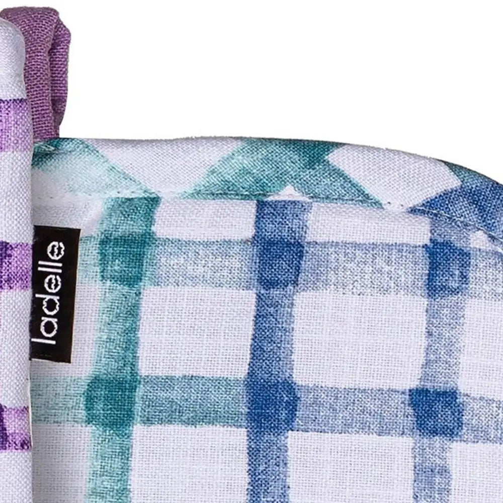 Ladelle Tri-colour Trinny Random Pattern/Colour Reversible Set of 2 Oven Mitts 18 x 33 cm - Home & Garden > Kitchenware