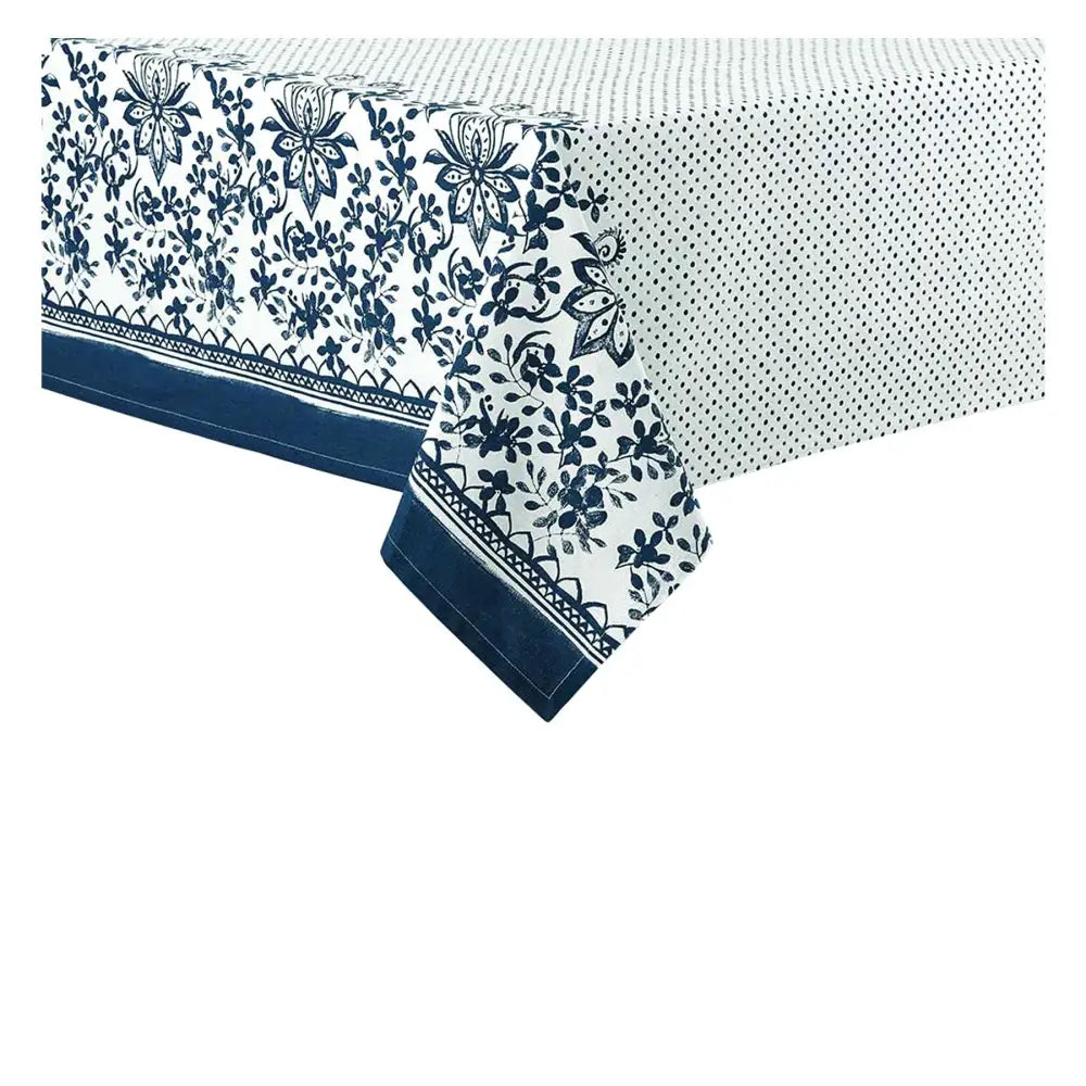 Ladelle Watercolour Floral Tablecloth 8 to 10 Seater Oblong 150 x 265 cm Navy (Close to Indigo Blue) - Home & Garden >