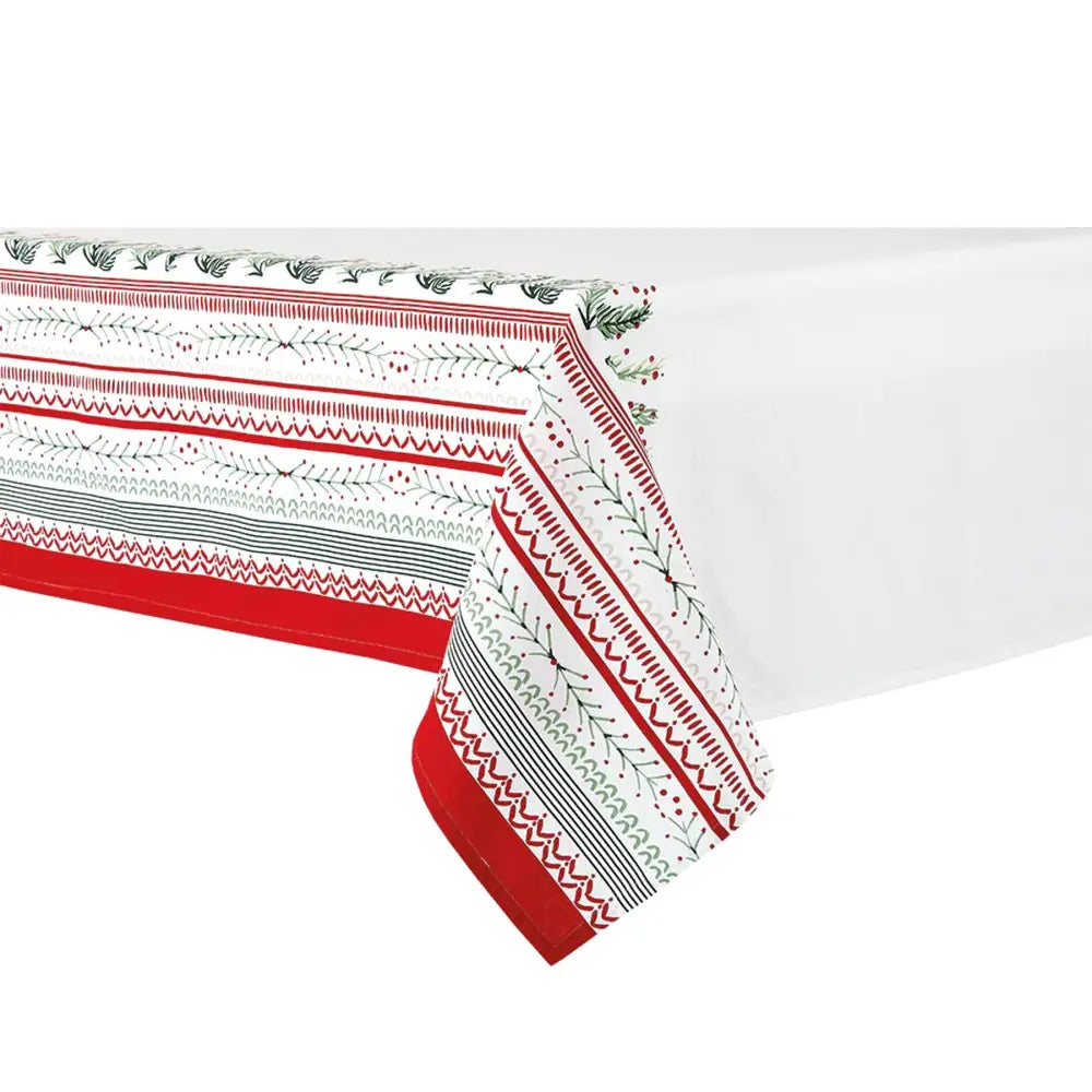 Ladelle Wonderful Christmas Xmas Festival Cotton Tablecloth Oblong 10 Seater 150 x 265 cm - Home & Garden > Kitchenware