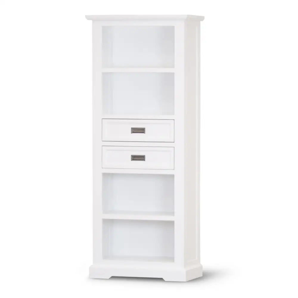 Laelia Bookshelf Bookcase 4 Tier Solid Acacia Wood Coastal Furniture - White - Furniture > Living Room