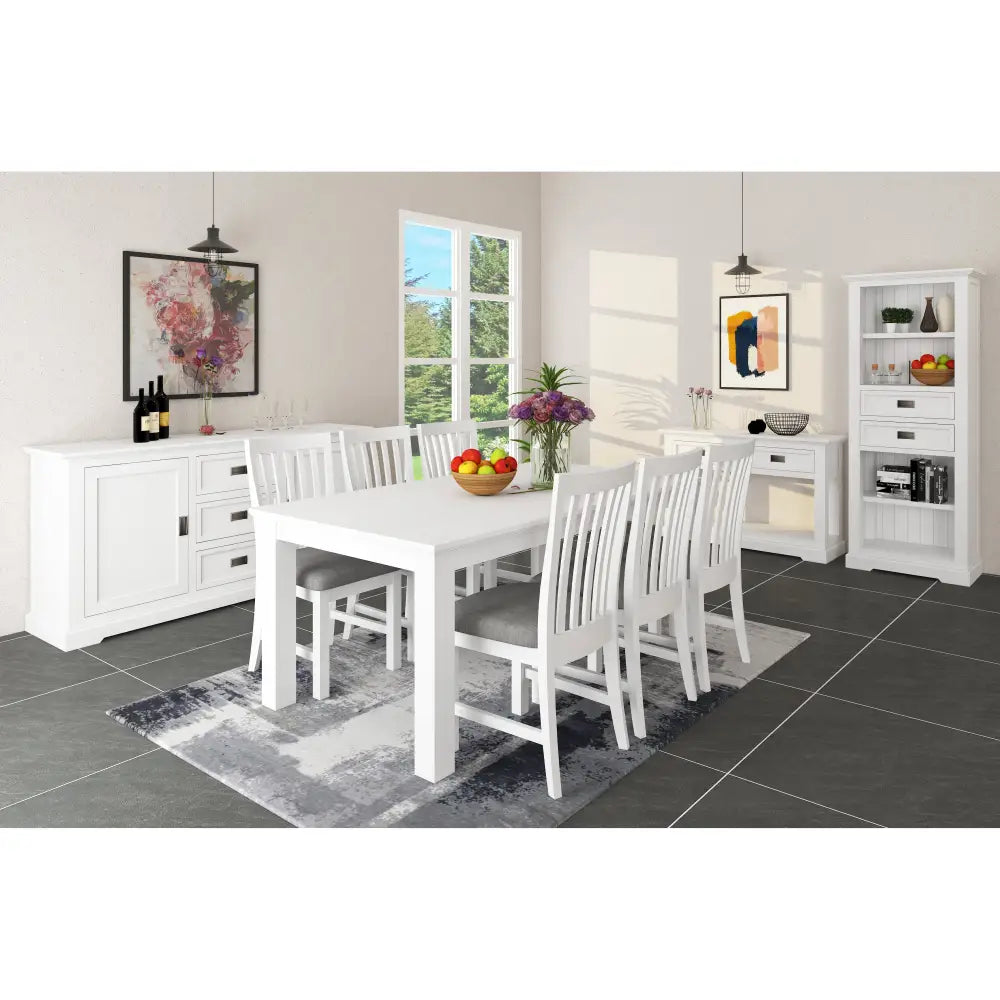 Laelia Bookshelf Bookcase 4 Tier Solid Acacia Wood Coastal Furniture - White - Furniture > Living Room