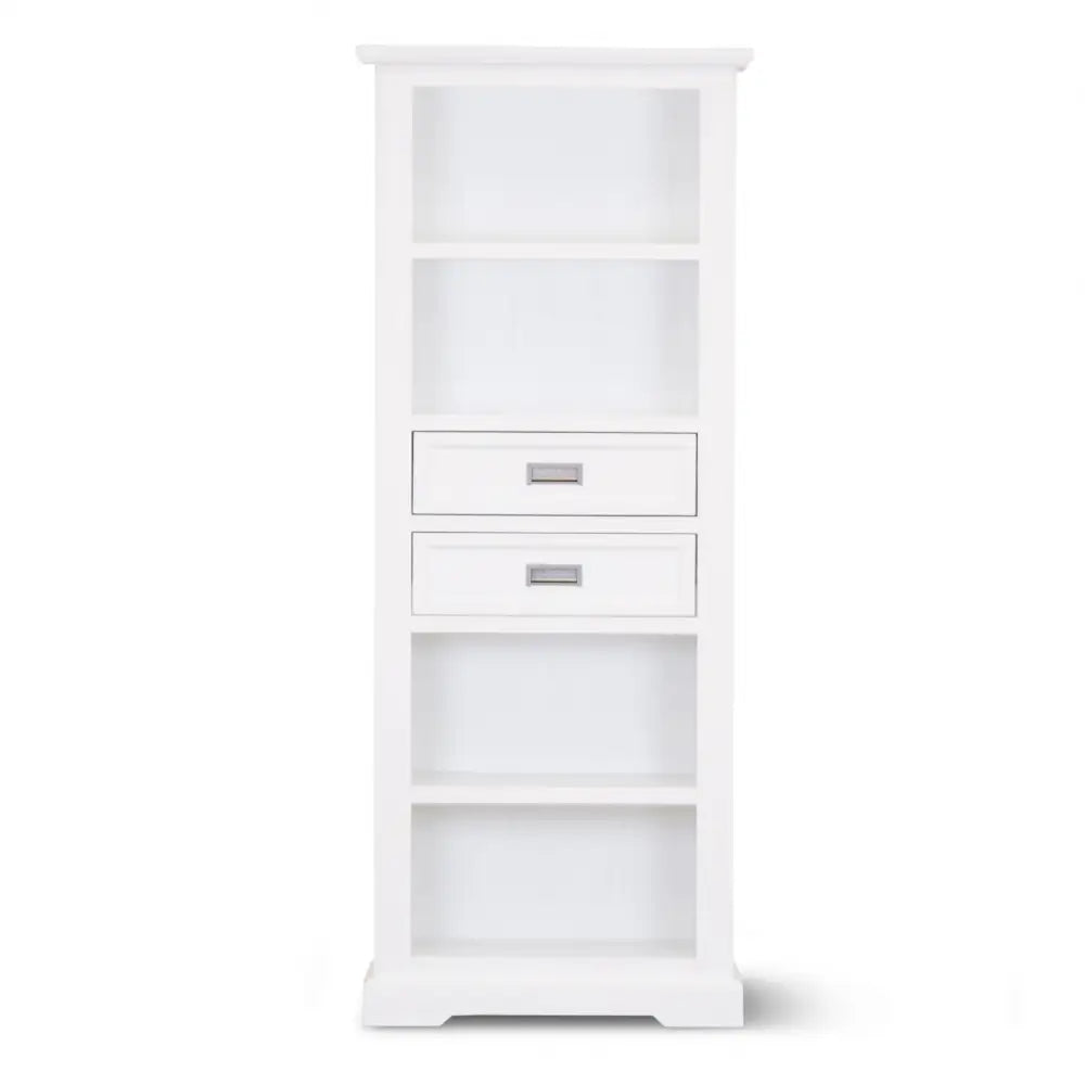 Laelia Bookshelf Bookcase 4 Tier Solid Acacia Wood Coastal Furniture - White - Furniture > Living Room