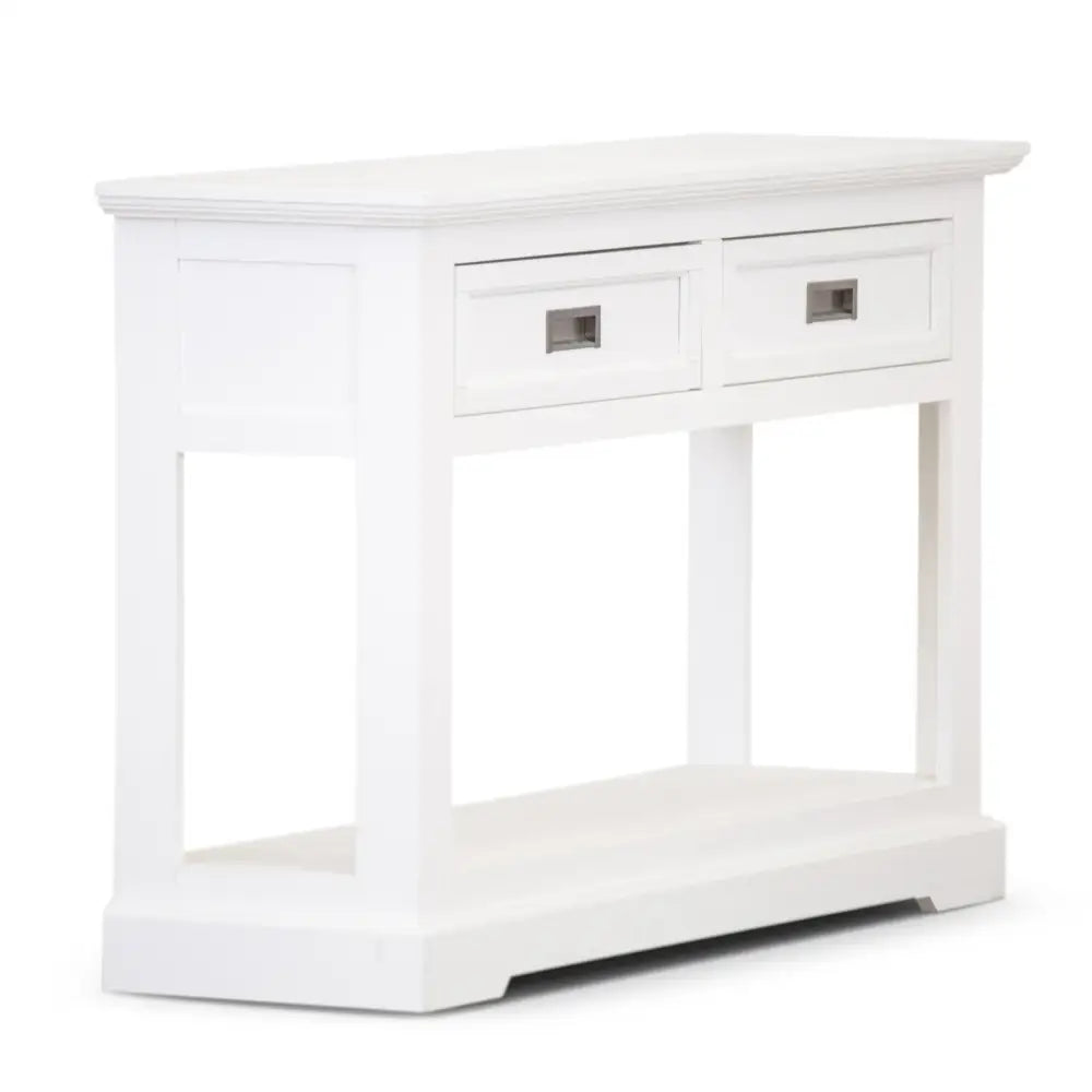 Laelia Console Hallway Entry Table 125cm Solid Acacia Timber Wood Coastal -White - Furniture > Living Room