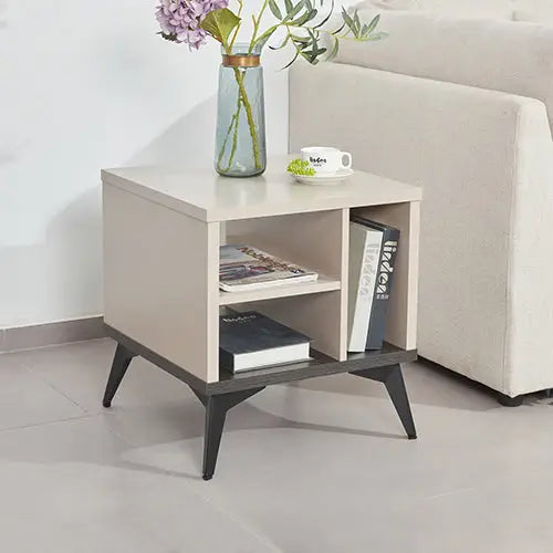 Lamp Table 3 Open Storage Cabinet MDF in Champagne Colour - Furniture > Living Room > Side Tables