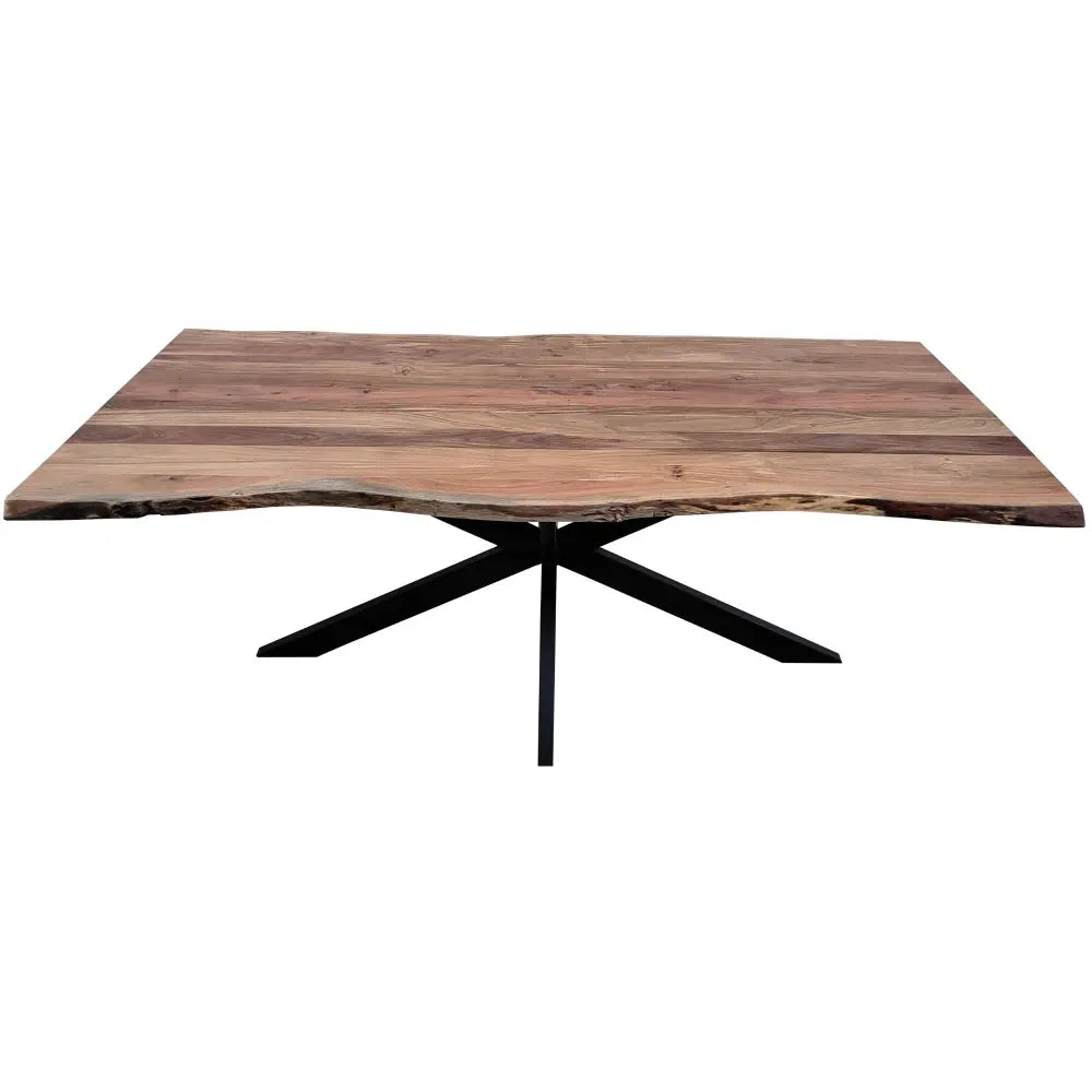 Lantana 7pc 210cm Dining Table 6 Black Wishbone Chair Set Live Edge Acacia Wood - Furniture > Dining