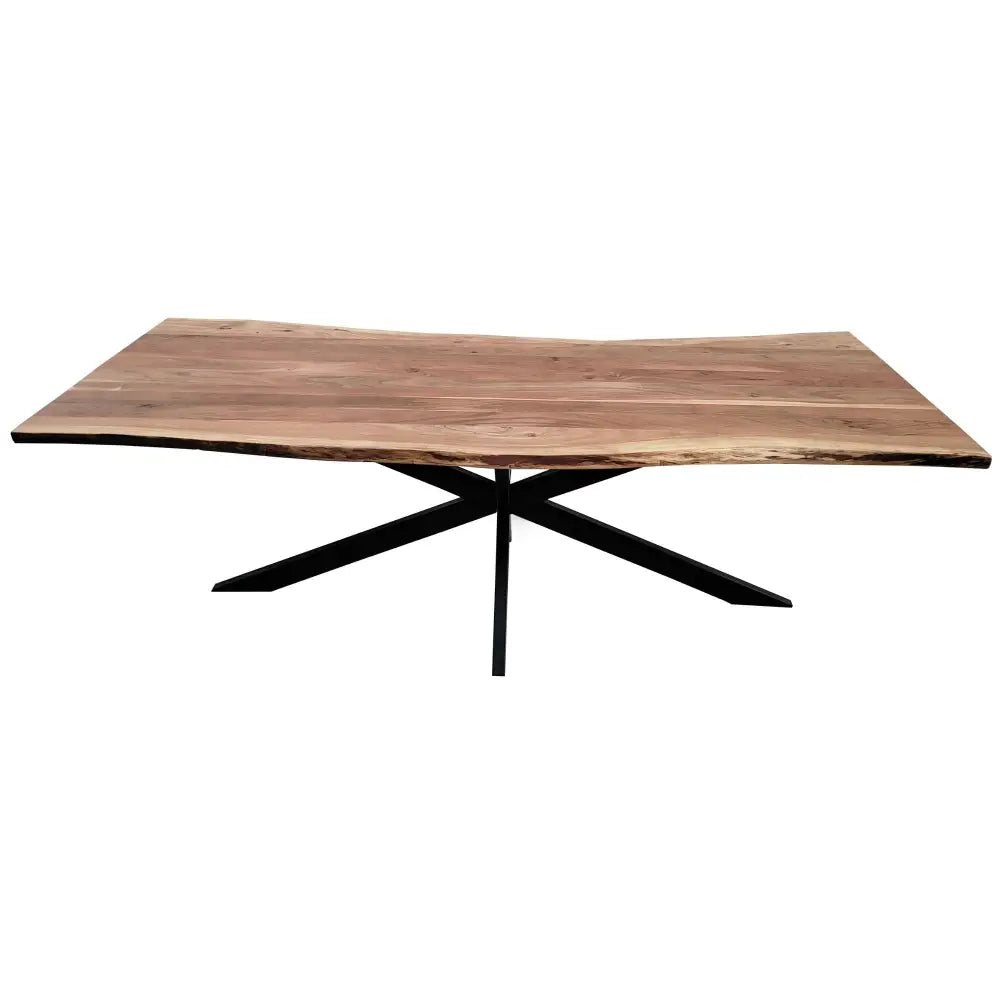 Lantana Dining Table 240cm Live Edge Solid Acacia Timber Wood Metal Leg -Natural - Furniture > Dining