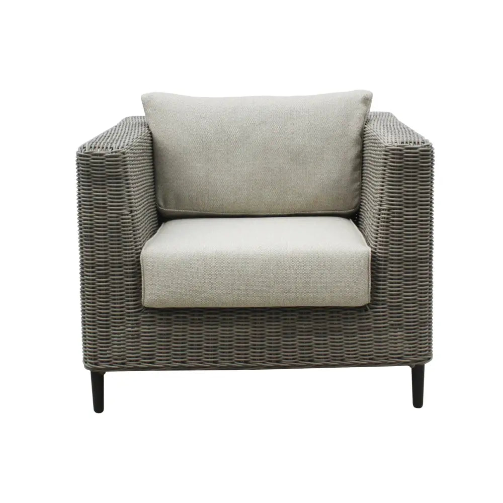 Lara 1 Seater Outdoor Sofa Armchair Rattan Wicker Lounge Light Grey - Furniture > Outdoor