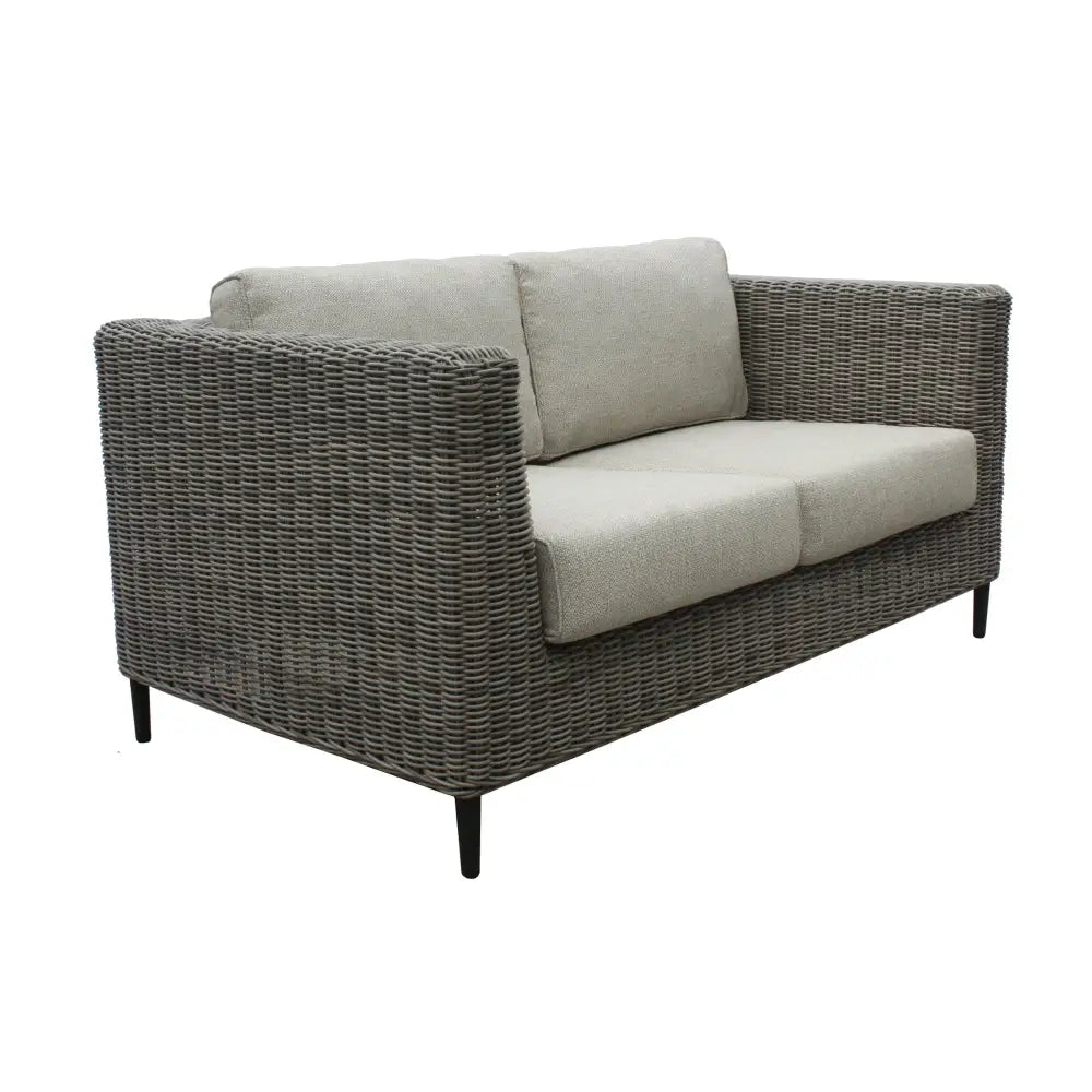 Lara 2 Seater Outdoor Sofa Rattan Wicker Lounge Light Grey - Furniture > Outdoor