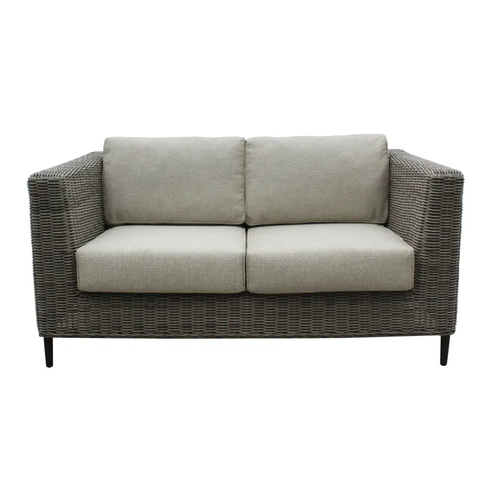 Lara 2 Seater Outdoor Sofa Rattan Wicker Lounge Light Grey - Furniture > Outdoor