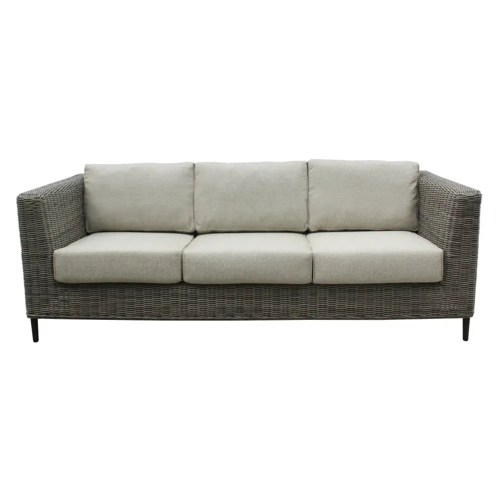 Lara 3 Seater Outdoor Sofa Rattan Wicker Lounge Light Grey - Furniture > Outdoor