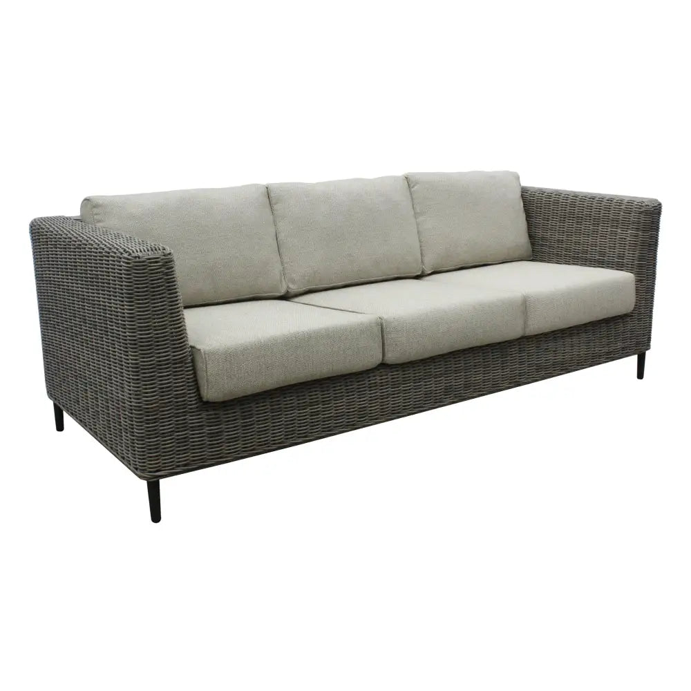 Lara 3 Seater Outdoor Sofa Rattan Wicker Lounge Light Grey - Furniture > Outdoor