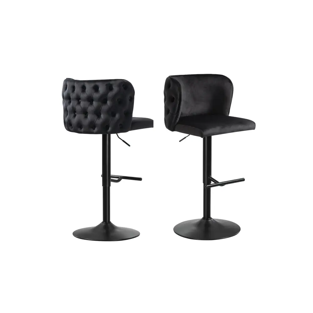 Lara Tufted Height Adjustable Swivel Bar Stools with Footrest - Black - Furniture > Bar Stools & Chairs > Table & Bar