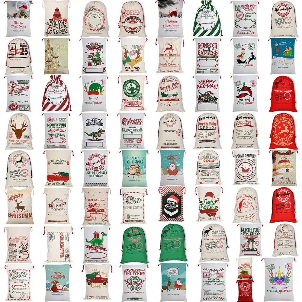 Large Christmas XMAS Hessian Santa Sack Stocking Bag Reindeer Children Gifts Bag Cartoon Santa - Occasions > Christmas