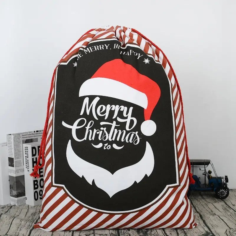 Large Christmas XMAS Hessian Santa Sack Stocking Bag Reindeer Children Gifts Bag Red - Smile Santa - Occasions >