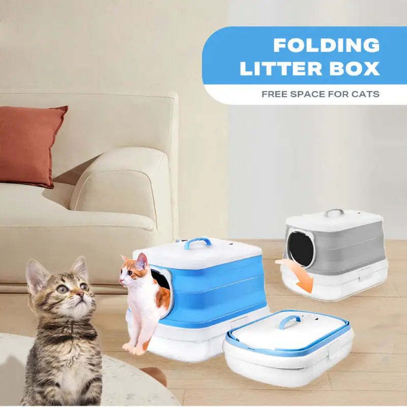 Large Foldable Cat Litter Box Plastic Toilet Easy Cleaning - Pet Care > Cat Supplies > Cat Litter
