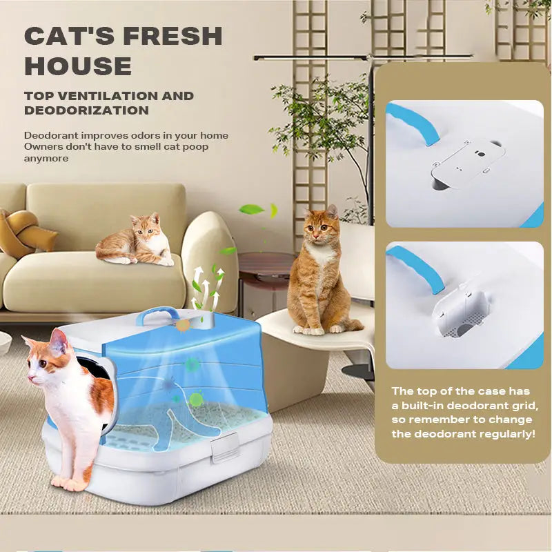 Large Foldable Cat Litter Box Plastic Toilet Easy Cleaning - Pet Care > Cat Supplies > Cat Litter