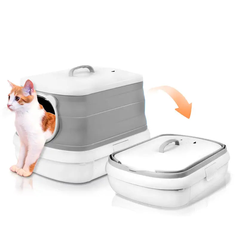 Large Foldable Cat Litter Box Plastic Toilet Easy Cleaning - Pet Care > Cat Supplies > Cat Litter