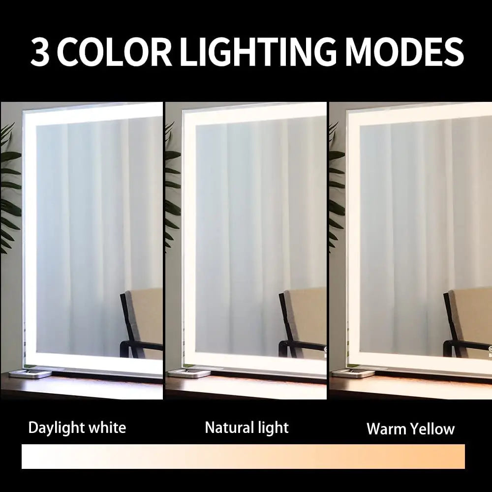 Large Hollywood Makeup Mirror 3 Modes Lighted and Smart Touch Control (92 x 68 cm) - Health & Beauty > Makeup > Makeup