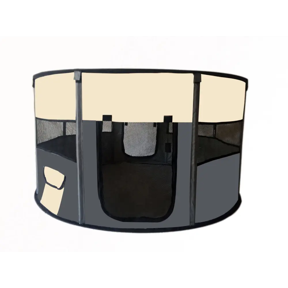 Large Round Portable Soft Playpen Dog Cat Rabbit Puppy Playpen-Grey - Pet Care > Dog Supplies > Dog Playpens & Gates