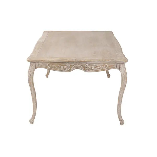 Large Size Oak Wood White Washed Finish Dining Table Set - Furniture > Dining