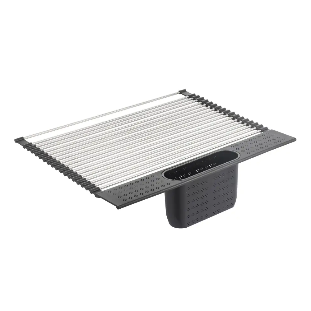 Large Stainless Steel Roll Up Dish Drying Rack with Utensil Holder for Home Kitchen - Appliances > Kitchen Appliances
