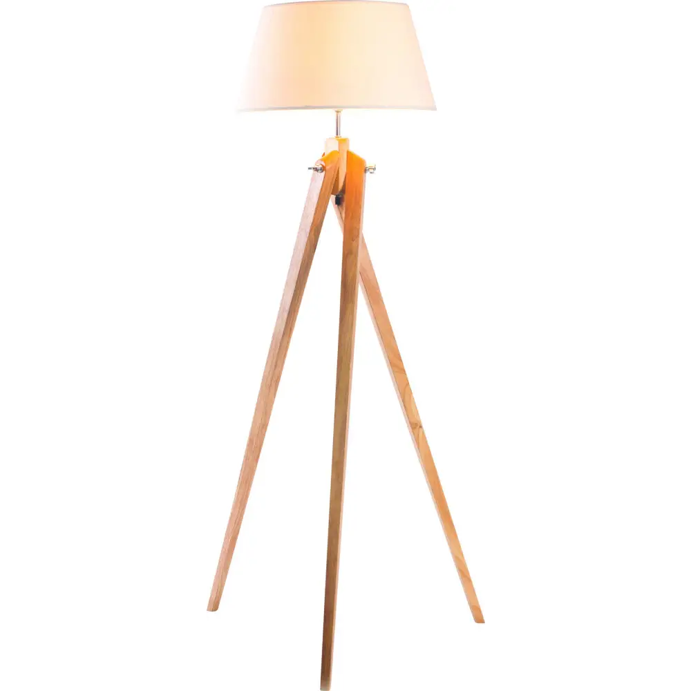 Large Tripod Floor Lamp Linen Shade Modern Bamboo Wooden Retro Twist Light - Home & Garden > Lighting