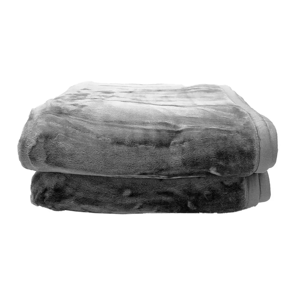 Laura Hill Double-sided Large 220 X 240cm Faux Mink Throw Rug Blanket 800-gsm Heavy - Silver - Home & Garden > Bedding